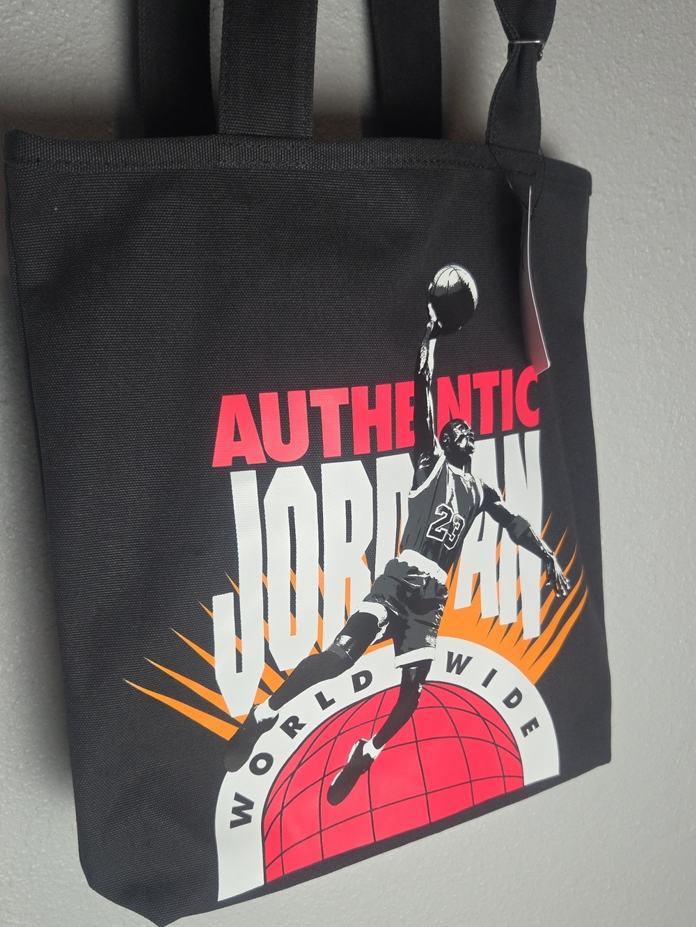 Jordan Black Tote with Red and Orange Graphic NWT